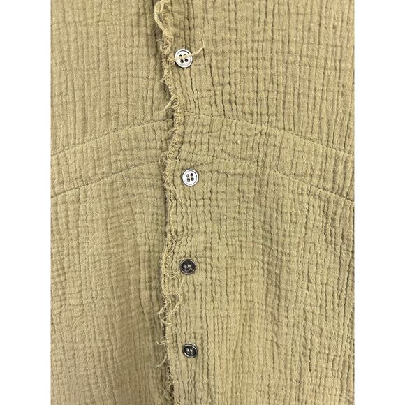 Igenjun Woman's Green Peasant Botton Down Top - Size‎ Small Bobo Casual - Picture 2 of 12